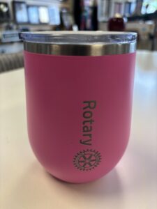 A Rotary Branded Wine Tumbler